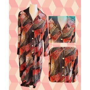 Volup 70s Lady Laura Toni Todd Earth Tone Floral Dagger Collar Shirt Dress XXL